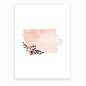 Iowa Watercolor Floral State Art Print