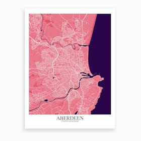 Aberdeen Pink Purple Map Art Print