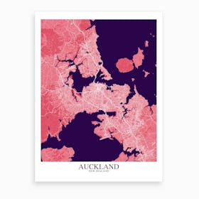 Auckland Pink Purple Map Art Print