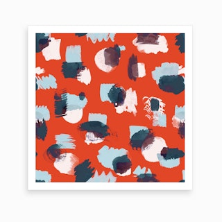 Abstract Stains Coral Art Print