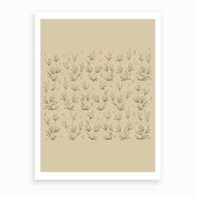 Desert Sand With Coral Blooms Art Print