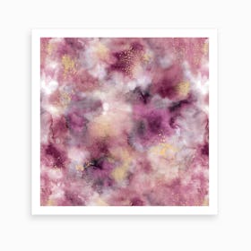 Smoky Marble Watercolor Pink Square Art Print