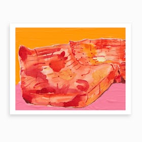 Orange And Pink Couch Art Print
