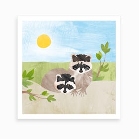 Cute Raccoons Art Print