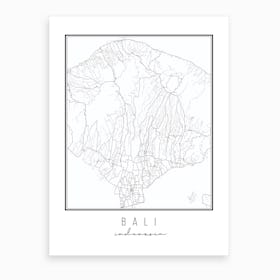 Bali Indonesia Street Map Art Print