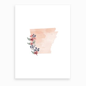 Arkansas Watercolor Floral State Art Print