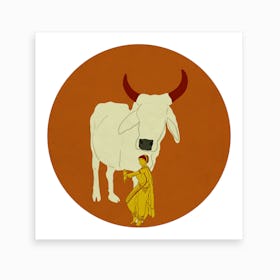Dance With Cow Art Print