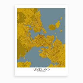 Auckland Yellow Blue Map Art Print
