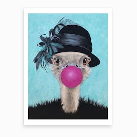 Ostrich With Bubblegum Art Print