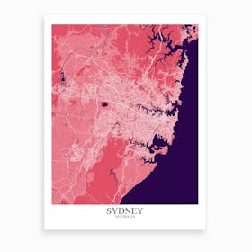 Sydney Pink Purple Map Art Print