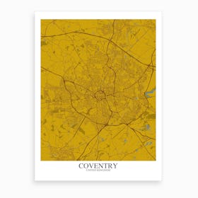 Coventry Yellow Blue Map Art Print