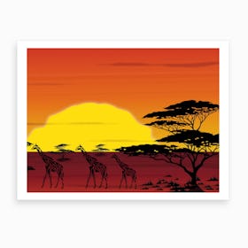 African Sunset Art Print