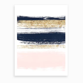 Gold, Blue and Pink Strokes Art Print