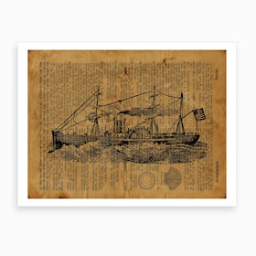 Steam Boat On Rough Waters Art Print