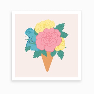 Pastel Ice Crem With Roses 2 Art Print