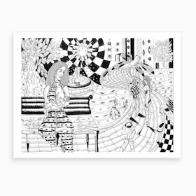 Mother And Her Son In The Square Art Print