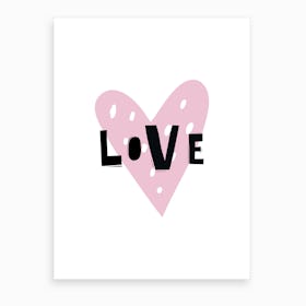 Scandi Love Pink Heart Art Print