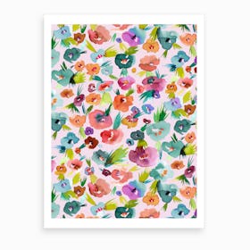 Tropical Watercolor Flowers Art Print