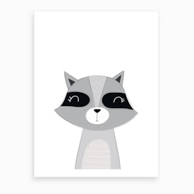 Scandi Cute Raccoon Art Print