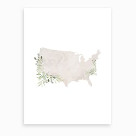Watercolor Leaves United States Of America Art Print