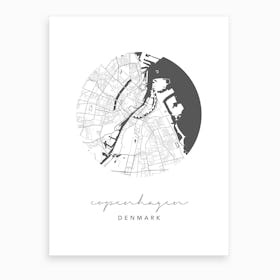 Copenhagen Denmark Circle Map Art Print