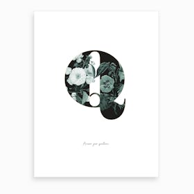 Flower Alphabet Q Art Print