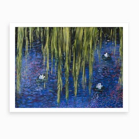 Lake With Blue And Pink Art Print