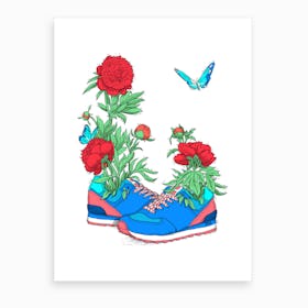 Floral Sneakers Art Print