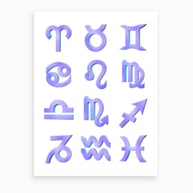 Zodiac Signs Purple Art Print