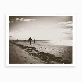 Walking People At The Beach I Art Print