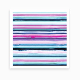 Degrade Stripes Watercolor Pink Square Art Print