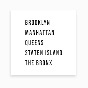The Five Boroughs Of New York  Art Print