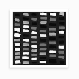 Painted Color Block Window Pane In Black And White Art Print