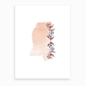 Mississippi Watercolor Floral State Art Print