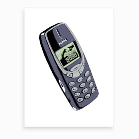 Retro 2000 Mobile Phone Grey Art Print