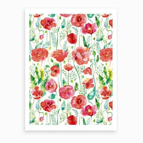 Poppies Red Art Print