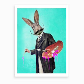 Rabbit Painter Art Print