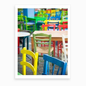 Coloured Taverna Chairs Art Print