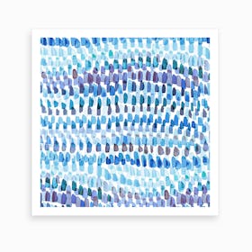 Artsy Strokes Stripes Blue Art Print