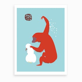 How To Make Snow   Monkey And Snowman Art Print