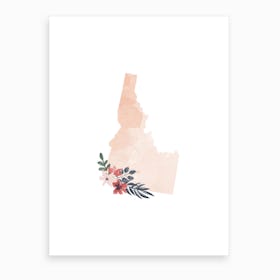 Idaho Watercolor Floral State Art Print