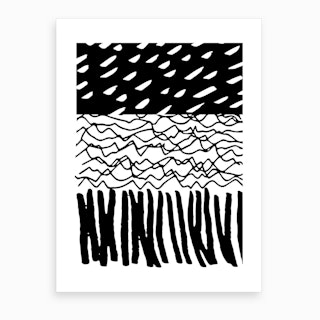 Black Abstract Marks Art Print