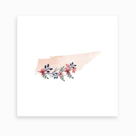 Tennessee Watercolor Floral State Art Print