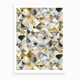 Moody Triangles Gold Silver Art Print