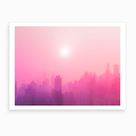 Pink City Skyline Art Print