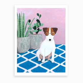 Jack Russell And Plant Art Print