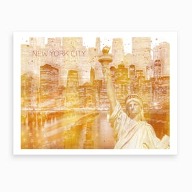 Golden Manhattan Collage Art Print