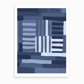 Painted Color Block Grid In Blue Art Print