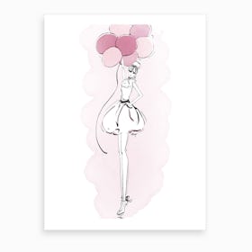 Ballerina And Balloons Art Print