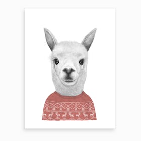 Llama In A Sweater Art Print